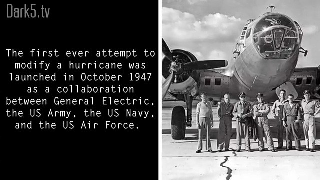 The first ever attempt to modify a hurricane was launched in October 1947 as a collaboration between General Electric, the US Army, the US Navy, and the US Air Force.