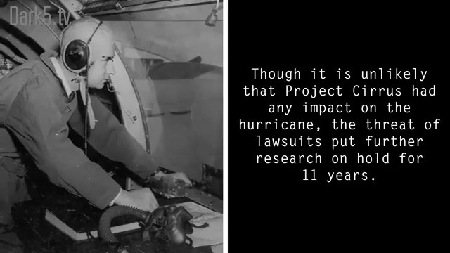 Though it is unlikely that Project Cirrus had any impact on the hurricane, the threat of lawsuits put further research on hold for 11 years.