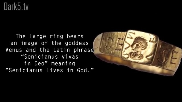 The large ring bears an image of the goddess Venus and the Latin phrase "Senicianus vivas in Deo" meaning "Senicianus lives in God."