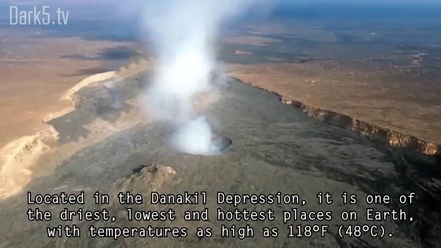 Located in the Danakil Depression, it is one of the driest, lowest, and hottest places on Earth, with temperatures as high as 118 F (48 C).