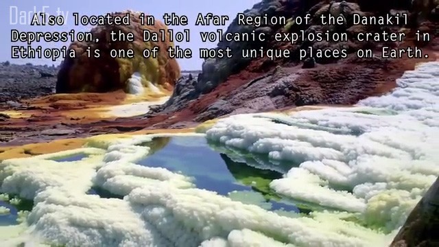 Also located in the Afar Region of the Danakil Depression, the Dallol volcanic explosion crater in Ethiopia is one of the most unique places on Earth.