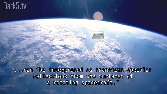 ...can "be interpreted as transient specular reflections from the surfaces of a rotating spacecraft."