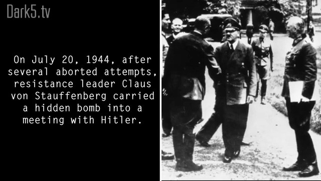 On July 20, 1944, after several aborted attempts, resistance leader Claus von Stauffenberg carried a hidden bomb into a meeting with Hitler.