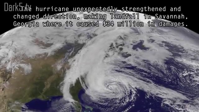 The hurricane unexpectedly strengthened and changed direction, making landfall in Savannah Georgia where it caused $34 million in damages.