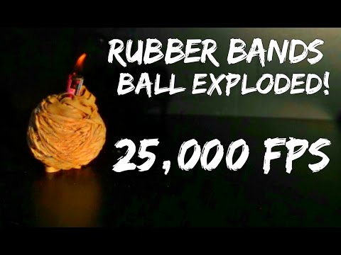 Rubber Band Ball Exploded at 25,000 fps!!